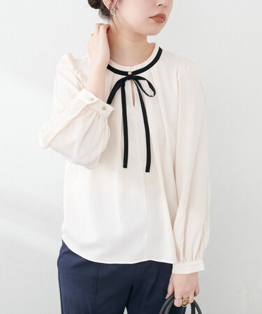 【natural couture】リボン付きマルチWAYブラウス