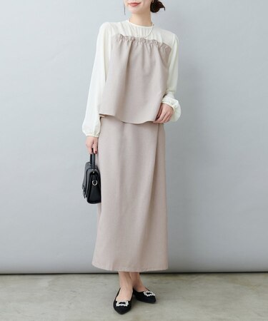 【natural couture】【春の綺麗めコーデ】ブラウス+スカートセット