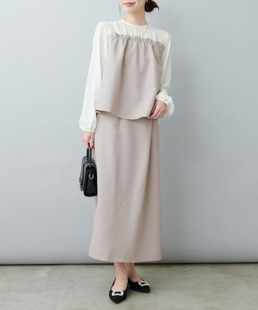 【natural couture】【春の綺麗めコーデ】ブラウス+スカートセット