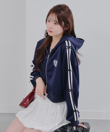 【春の新作】WZIP袖リボンパーカー