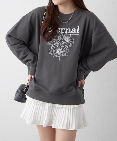 【春の新作】【OUTLET限定】フラワー刺繍スウェット