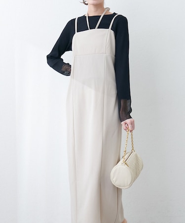【natural coutureカットジョーゼットペンシルキャミソールワンピース