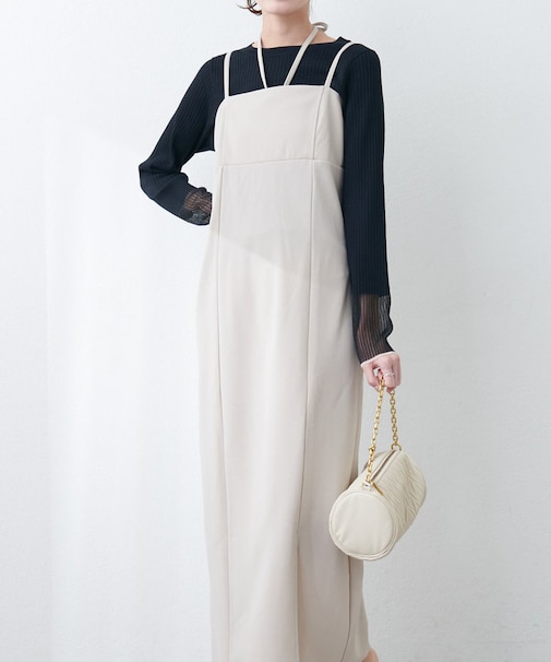 【natural coutureカットジョーゼットペンシルキャミソールワンピース