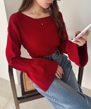 【one after another】レースアップニット