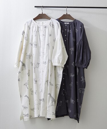 【インド綿100%】アニマル刺繍ワンピース