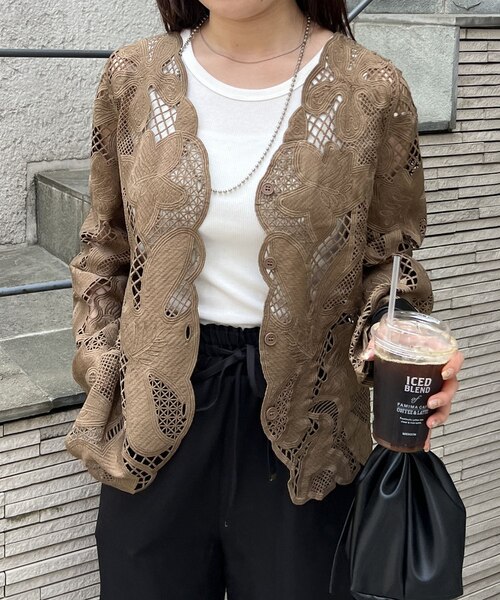 新品タグ付CLOCHE クロシェレース編み クロップドジャケット