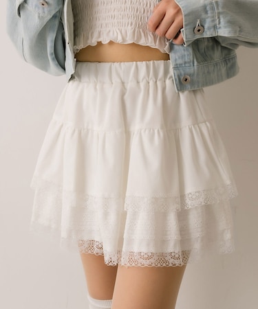 【OLIVE des OLIVE】裾レースティアードミニスカート