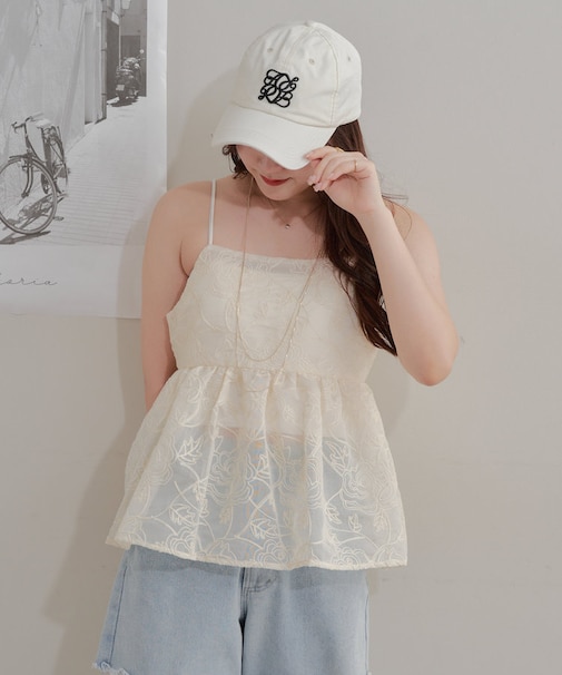 【RMAF】シアー花刺繍キャミブラウス