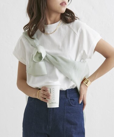 【累計1万枚販売】【華奢見え】フレンチスリーブカットソー