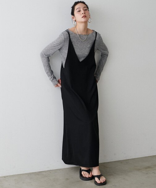 【natural couture】ダブルストラップキャミワンピース