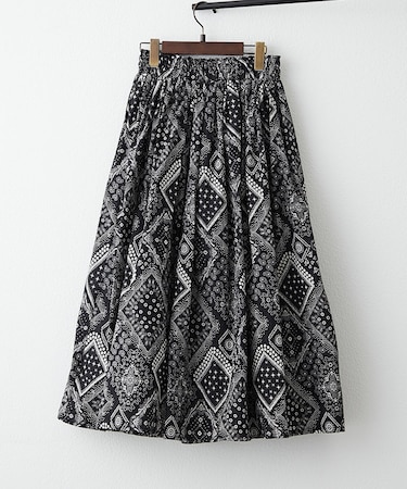 サマームード漂う【RMAF】【NAO】インドコットン総柄フレアスカート