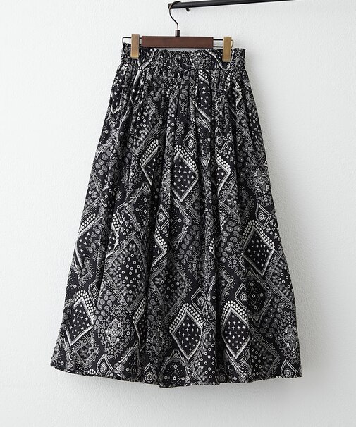 サマームード漂う【RMAF】【NAO】インドコットン総柄フレアスカート