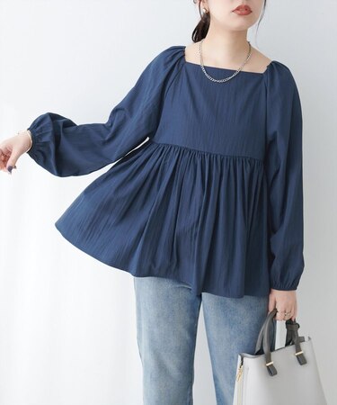 【natural couture】ギャザーペプラムブラウス