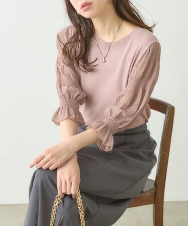 【natural couture】マジョリカスリーブニットプルオーバー