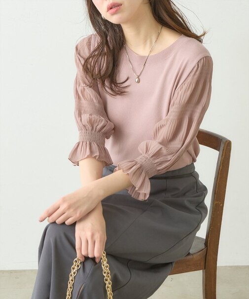 【natural couture】マジョリカスリーブニットプルオーバー