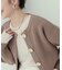 【natural couture】BIGボタン片畦ポリニットカーディガン