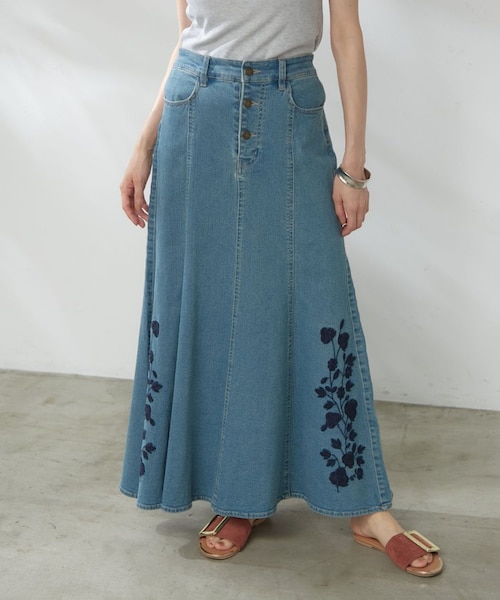 WEB先行予約】【この春マスト】刺繍デニムマーメイドスカート｜ナイ