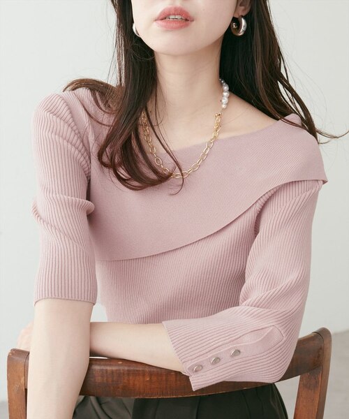 loinnuit offshoulder ribknit オフショルリブニット loin nuit