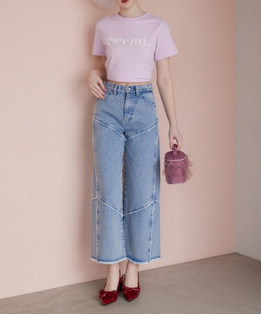 【Seemi.】ワイドデニムパンツ