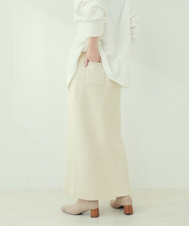 【natural couture】バックポケットリブタイトスカート