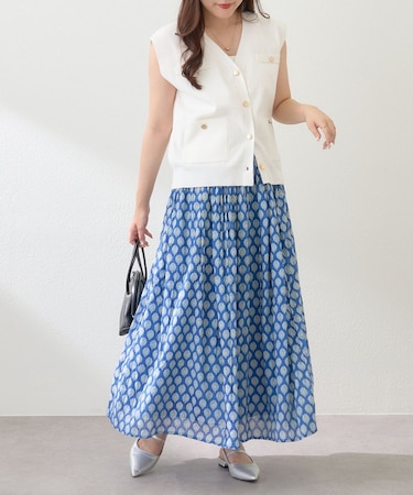 【インド綿100%】ボイルプリントスカート