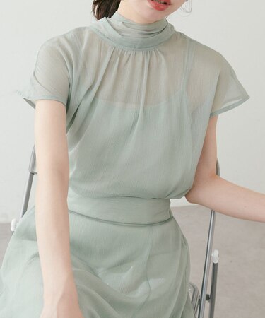 【natural couture】フレンチスリーブボータイブラウス