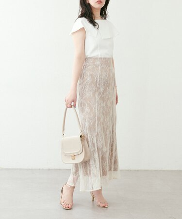 【natural couture】＜ｏｓｏｎｏ＞長さ変えれる配色レーススカート