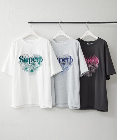 グラデ花刺しゅうBIGＴシャツ