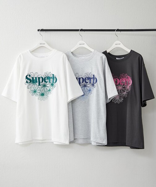 グラデ花刺しゅうBIGＴシャツ