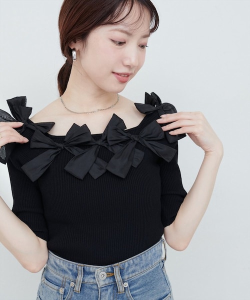 ANNA MOLINARI COUTURE リブ リボン ニット D ANNA MOLINARI COUTURE リブ リボン ニット D natural couture