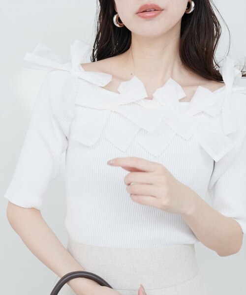 natural couture】リボン×リボンリブニット｜ナイスクラップ