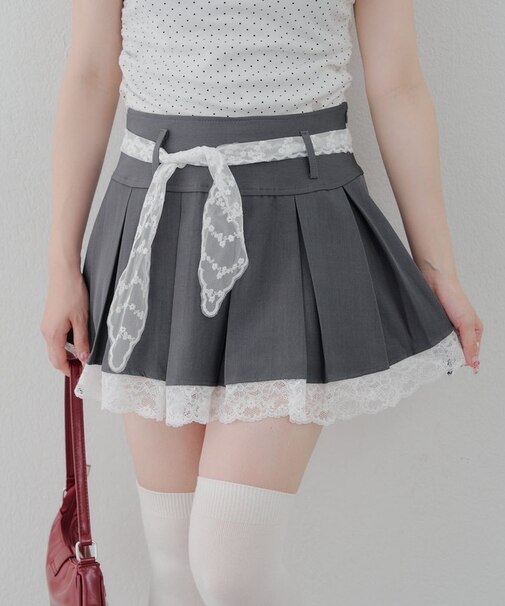 【RMAF】レースリボンプリーツミニスカート