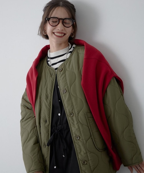 【人気デザイン】配色キルティングブルゾン