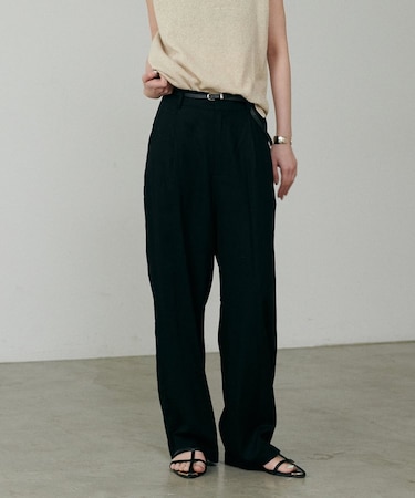 【LARUTA】麻調タックワイドパンツ