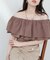 【natural couture】サッカーチェックオフショルブラウス