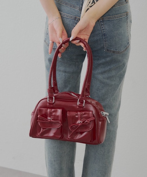 【RMAF】リボン2ポケット付ボストンbag