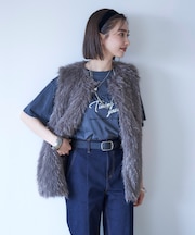 【nane】ピグメント加工ロゴTシャツ
