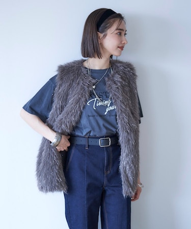 【nane】ピグメント加工ロゴTシャツ