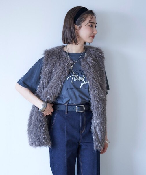 【nane】ピグメント加工ロゴTシャツ