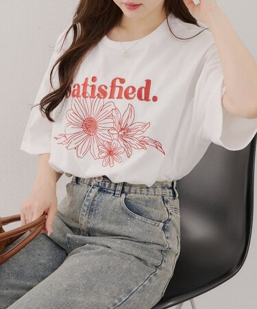 【RMAF】フラワー刺繍Tシャツ