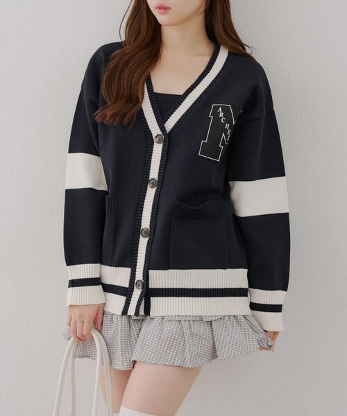 RATS ストライプカーディガン ホワイト/ブラック/ブルー RATS ストライプカーディガン ホワイト/ブラック/ブルー