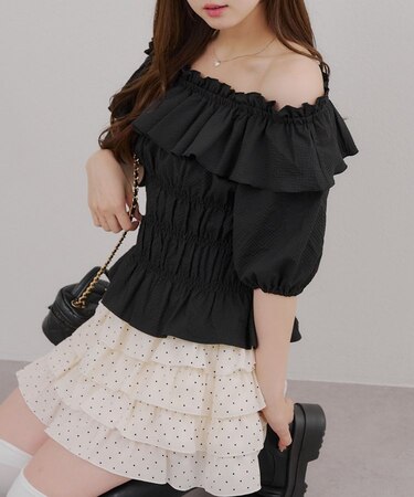 【RMAF】2wayシャーリングオフショルブラウス