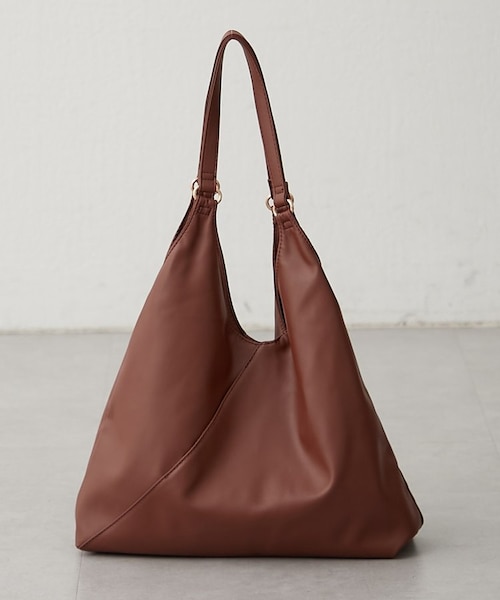 軽量】【A4収納◎】合皮Vカットトートバッグ｜ナイスクラップ/オリーブ