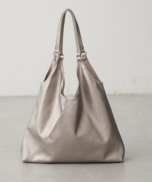 軽量】【A4収納◎】合皮Vカットトートバッグ｜ナイスクラップ/オリーブ