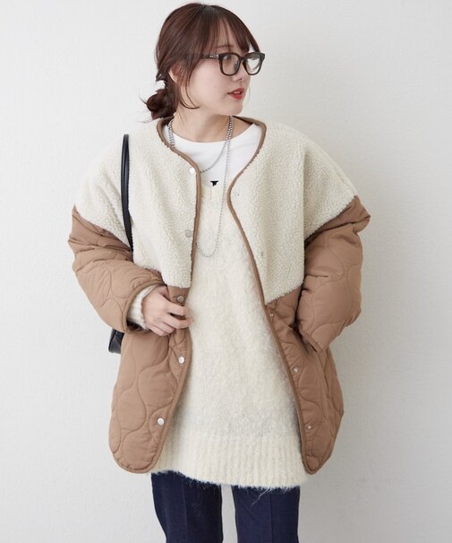 ボア切替キルトジャケット