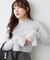 袖レース&リボンニットトップス