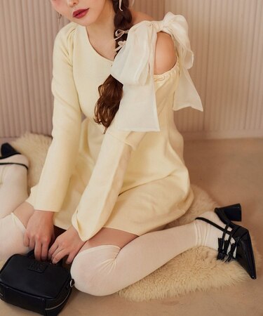 【one after another】肩リボンミニワンピ