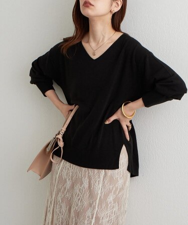 【natural couture】プチプラカシミアタッチVネックニット