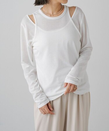 【PUAL CE CIN】シアーレイヤードプルオーバー