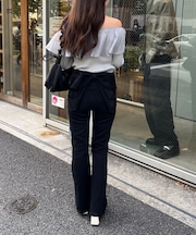 【Lサイズが登場！】【後ろ姿まで可愛い】バックリボンデニムフレアパンツ